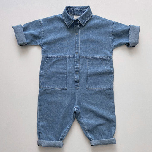 The Baby Denim Boiler Suit - Light Denim