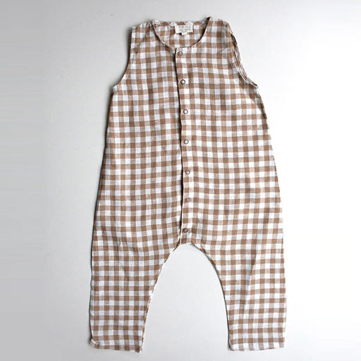 The Baby Gingham Playsuit - Bronze Gingham