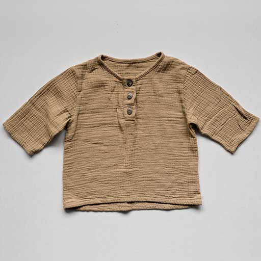 The Baby Muslin Henley - Camel