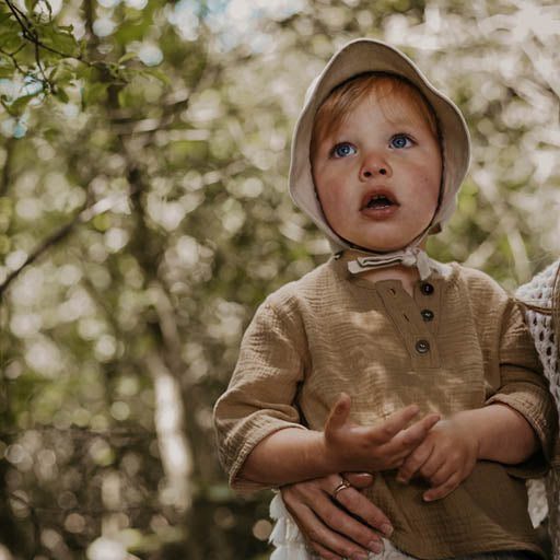 The Baby Muslin Henley - Camel