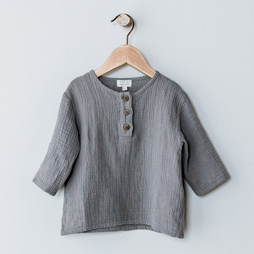 The Muslin Henley - Lead Gray